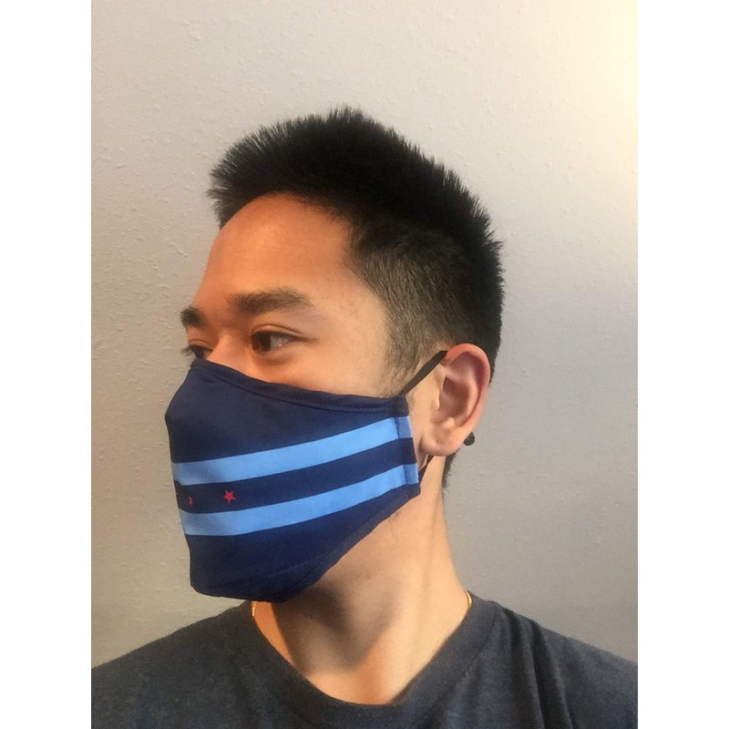 Light Blue & Red Stars Stripes Team Mask - Face