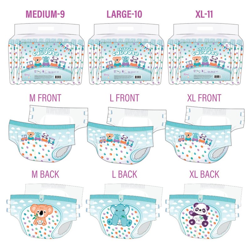 Rearz - Critter Caboose Brief Adult Printed Diapers Sample -