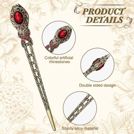 Yilloog 6 Pieces Vintage Rhinestone Hair Sticks Chinese Chopsticks Retro Chignon Pins Stylish Traditional hair Sticks Accessories for Women Styling Decorations, 6 Colors