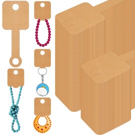 Ctosree 1000 Pcs Self Adhesive Bracelet Display Card Necklace Display Jewelry Packaging Selling Card for Keychain Earring Necklace Hairband and Scrunchies Hanging, 3.94 x 1.57 Inches(Brown)
