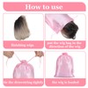 Shimmeroo 4Pcs Wig Bags with Satin Drawstring,Pink Wig Bags Storage
