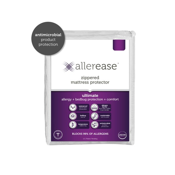 AllerEase Ultimate Protection and Comfort Waterproof, Bed Bug, Antimicrobial Zippered