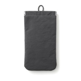 Mujin Ryohin Wrinkle Nylon One-Handed Opening Flat Pouch - Dark Gray M Approx. 10.3×18.5 cm 84473906