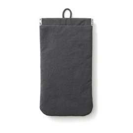 Mujin Ryohin Wrinkle Nylon One-Handed Opening Flat Pouch - Dark Gray M Approx. 10.3×18.5 cm 84473906