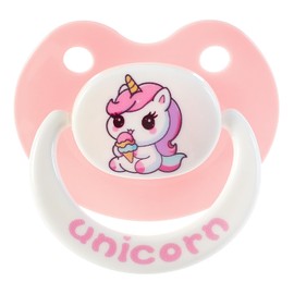Cute Adult Sized Pacifier for Anxiety: Big Shield Unicorn Paci for Autism - Soft Silicone Large Nipple Binky for Sleeping Pink and White