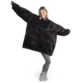 Blumtal Hoodie Blanket with Sleeves and Hood, Portable Blanket with Sleeves, Oeko-Tex Certified, Blanket Jumper, Cuddly Blanket with 2 Front Pockets for Maximum Freedom of Movement, Anthracite
