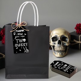 Jollyboom Bad Two The Bone Party Decorations Boy Girl, 50pcs Thank You You are Two Sweet Gift Tags Black Bad 2 The Bone Goodie Name Tags for Music Theme Rock and Roll 2nd Birthday Party