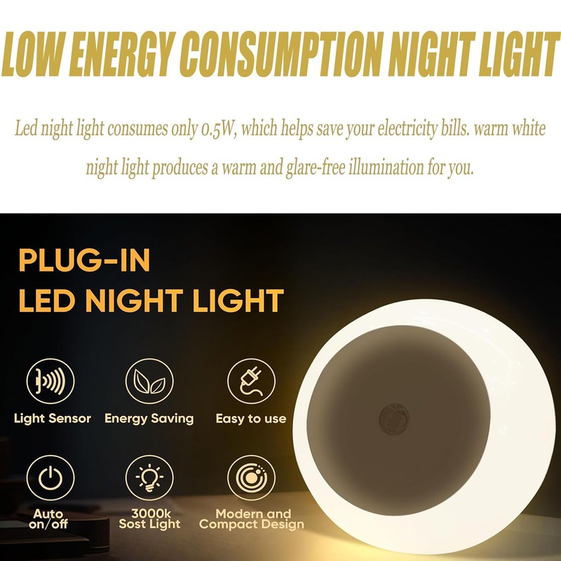 Night Light Plug in with Dusk to Dawn Smart Sensor