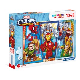 Clementoni 23746 Maxi Superhero Puzzle 104 Pieces from 4 Years, Colourful Children's Puzzle with Extra Large Puzzle Pieces, Skill Game for Children, 28.1 x 37 x 5.5 cm