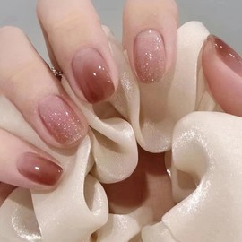 24 Pcs Marble Coffin Press on Nails Medium Fake Nails, Reusable Glue on Nails Short Ballerina Nails Press ons, French Acrylic False Nails Full Cover Artificial Fingernails for Women