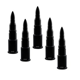 TRUE SPIKE 5 pc Black Bullet Tire Air Valve Stem CAPS Cover in Heavy Gauge CNC Machined Billet Aluminum Short Compatible with Jeep CJ YJ TJ JK JL