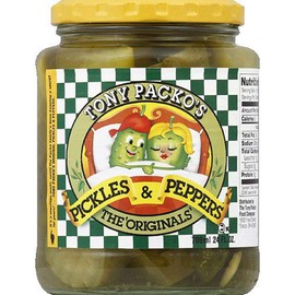 Tony Packos Original Pickles and Peppers, 24 Ounce Jar (Pack of 12) with Jar Opener