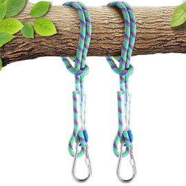 Werfeito Tree Swing Ropes (Set of 2), 3FT/5FT/10FT/15FT/20FT, Tree Swing Straps Hanging Kit Holds 4400 lbs, Heavy Duty Carabiners for All Swing Hammock Playground Set Accessories (10 FT)