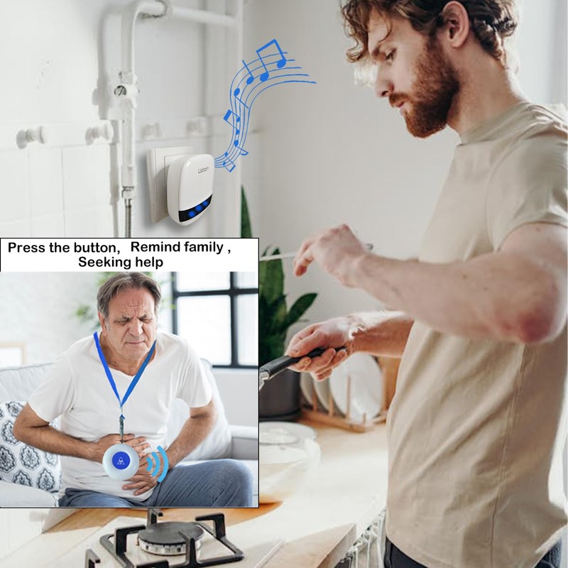 LIOTOIN Wireless Caregiver Pager Call Button Nurse Call Alarm System