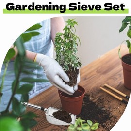 Gartensieb aus Edelstahl,4pcs Gartensieb Erde Kompostsieb,Gartensieb mit Griff,Kompostsieb aus Edelstahl für Erde,Sandsieb,Sieb,Erdsieb,Gartensieb Kompostsieb mit Griff,Gartensieb Erdsieb