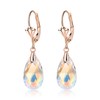 EleQueen Austrian Crystal Green Teardrop Leverback Dangle Earrings for Women,