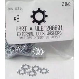 AMERICANINTEGRATEDSUPPLY.COM #8 External Tooth Lock Washers Steel Zinc Plated (100)