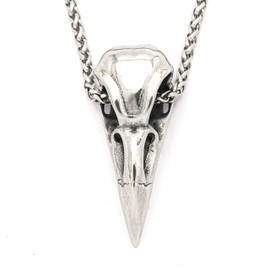 BAVIPOWER Viking Raven Skull Head Pendant Keel Chain Necklace Stainless Steel Nordic Jewelry Protection Mens Womens