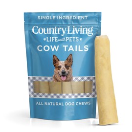 Country Living 5”-7” Cow Tails Dog Chews – 10 Count Bag – All-Natural, Single-Ingredient, Long-Lasting Beef Chews – High-Protein, Grain-Free – Promotes Dental Health