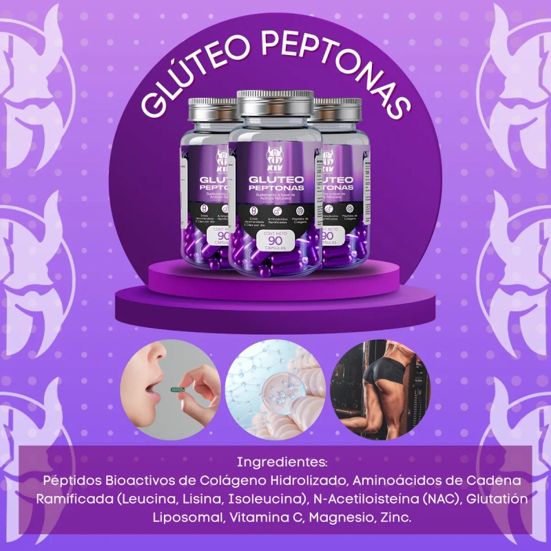 Creatina Monohidratada 1kg + Glúteo Peptonas Kiv 90 Cáps