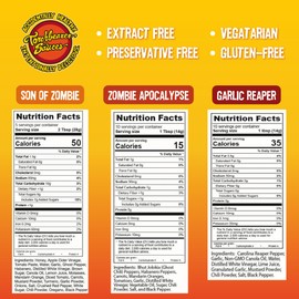 Torchbearer Sauces Hot Sauce Bundle Set, 5 Oz Each: Zombie Apocalypse, Garlic Reaper, & Son of Zombie