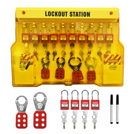 HiLKCO Lockout Tagout Station with Lockable Cover,Lock Out Tag Out Kits Electrical Storage Panel Set Industrial Grade with 1 Loto Station Board,14 Padlocks, 6 Lockout Hasps, 40 Tags,40 Ties,2 Pens