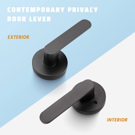 KNOBWELL 5 Pack Black Door Handles Interior, Heavy Duty Closet Door Handle, Passage Knobs with Lever, Left/Right Handing Black Lever with No Lock