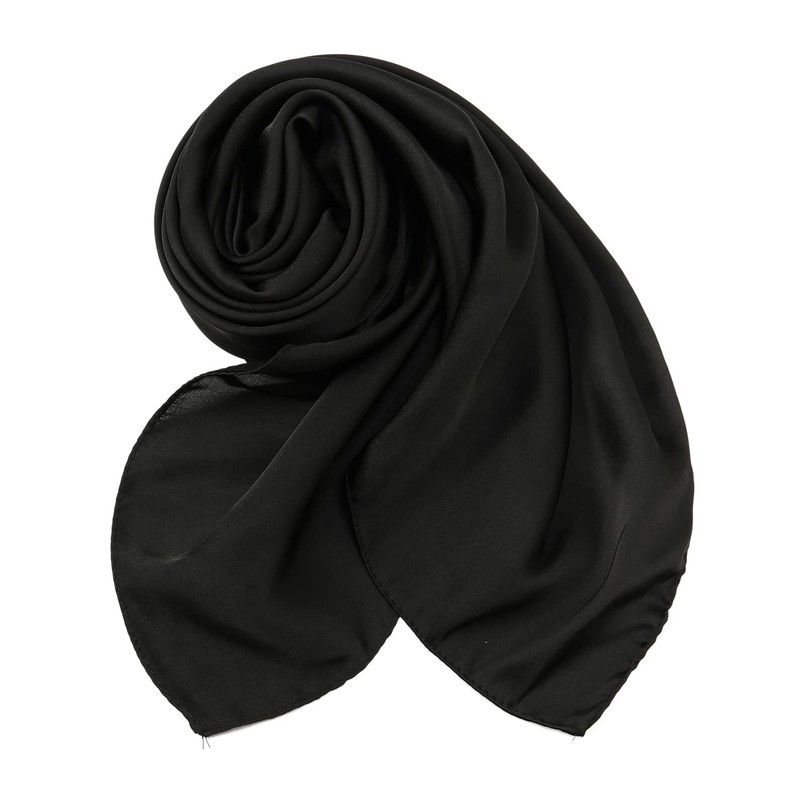 RIIQIICHY Womens Head Hair Scarf Black Like Satin Silk Scarf