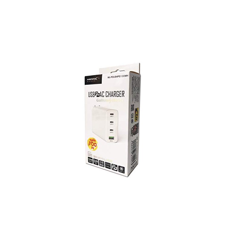 HIDISC GaN PD3.0 Type-C + USB-A 100W AC Charger Adapter