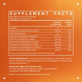 LTH Hydrate Hydration Mix - NSF Certified for Sport - Premium Electrolyte Powder - with Redmond Real Salt - Plant-Based, Non-GMO, Gluten & Dairy Free - 15 Single-Serve Packets (Blood Orange) - 2-Pack