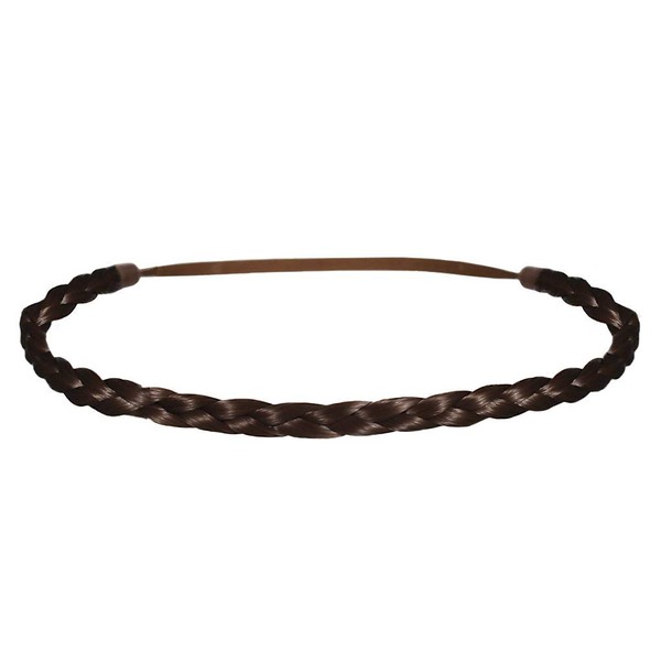 Mia Thin Braidie, Hair Accessory, Headband Made of Synthetic Braided Hair on Elastic Rubberband, Classic, Pretty, Medium Brown, For Women and Girls 1pc
