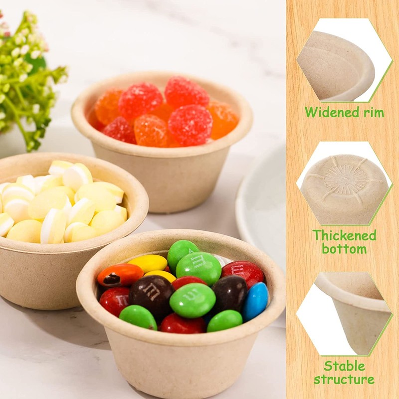 200 Natural Bagasse Fiber Cups Disposable Food Cup Sugarcane Fiber