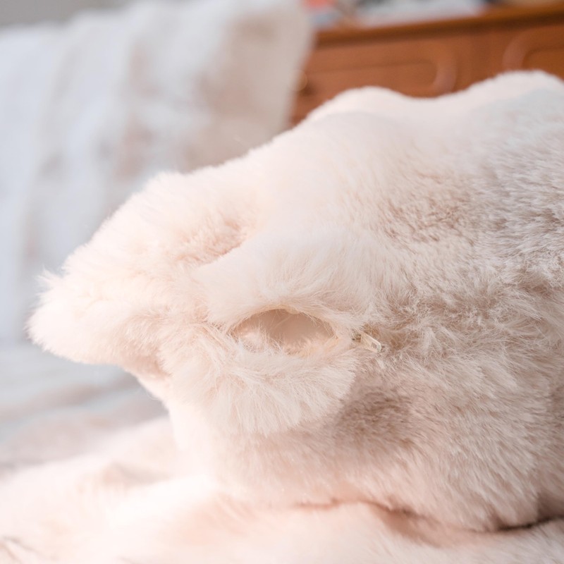 Neelvin Cream White Faux Fur Cozy Soft Double-Sided Decorative Throw