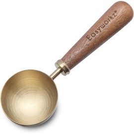 Easyworkz Retro Stainless Steel Coffee Scoop with Black Walnut Handle,10g Measuring Spoon (Brushed Gold)