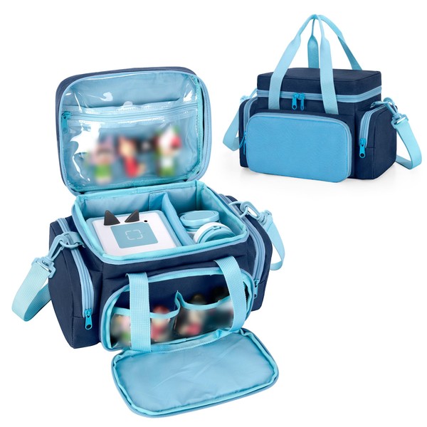 LoDrid Carrying Case Compatible with Tonie, Storage Bag Organiser for Audio Player Set and Accessories with Handle and Shoulder Strap, Blue, Bag Only (Patented Design)