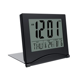 MMOBIEL Digital Alarm Clock LCD Foldable - Digital Clock - Black