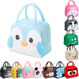 Runmeihe Kids Lunch Bag for Girls Boys Students, Reusable Cartoon Insulated Lunchbag,Small Foldable Waterproof Lunch Bags for Travel Picnic School