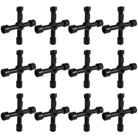 Kandishiex 12PCS 4 in 1 Meter Box Key, Universal Cross Utility Key for Mail Box, Elevator, Train Door, Water Meter Valve(12PCS-Black)