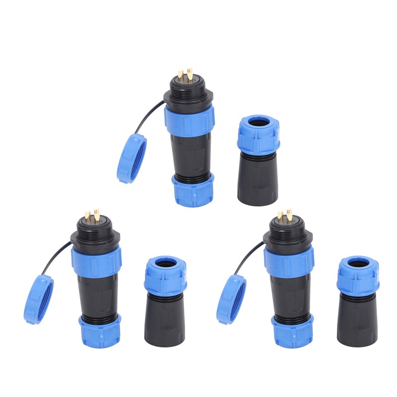 3PCS SP21 3 Pin Aviation Plug Socket IP68 Waterproof Sealing