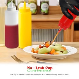 OCS Parts 8 Ounce Squeeze Bottles | Set of 3 Clear, Yellow, and Red Easy to Squeeze Dishwasher Safe Condiment Bottles