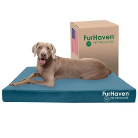Furhaven Water-Resistant Cooling Gel Dog Bed for Large Dogs, Deep Lagoon, Jumbo Plus/XXL, 53"L x 40"W x 5"Th