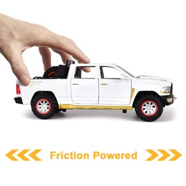 RAM 1500 Pickup Truck Toys for Boy Age 4-7 Diecast Metal Model Trucks Open Door Pull Back Toy Cars with Lights and Sound Gift for Kids 3-8 Years