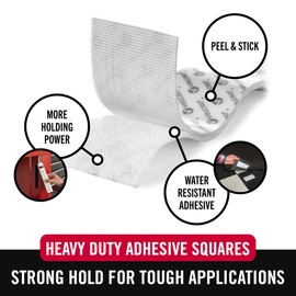 VELCRO Brand Heavy Duty Squares with Adhesive | 4 Sets, White | Industrial Strength Hook and Loop Fasteners | Holds 10 Pounds | Wall Mounting, Crafts, Tools