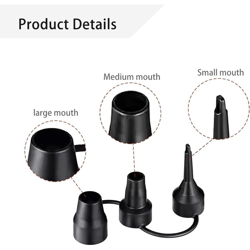 3 Sizes Black Air Pump Replacement Nozzles,Air Pump Nozzles for