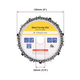 Hilitand 5" 14 Teeth Angle Grinder Disc Chain Woodworking Chain Wheel Wood Carving Disc