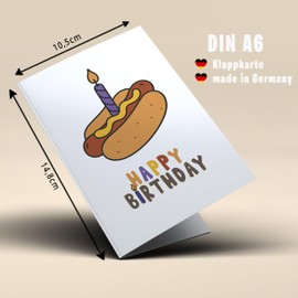 Lovely Cards - Happy Birthday Hotdog - Funny Birthday Cards for Women Men - Man Woman - Birthday Card Funny - Funny Birthday Gifts - A6 (Folding Card) 30th - 40th - 50th - 60th