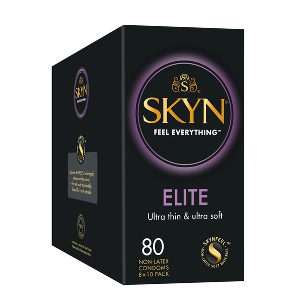SKYN Elite Condoms Pack of 100/Skynfeel Latex-Free Condoms for Men, Real Feel Super Delicate, Extra Thin & Extra Soft Condoms Box, Sensitive, Condoms 53 mm Width