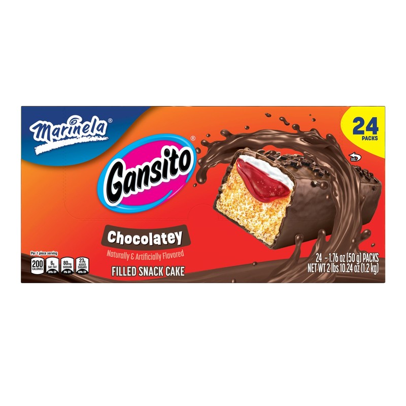 Marinela Gansito Strawberry Filled Snack Cake, 24 individual packs, (1
