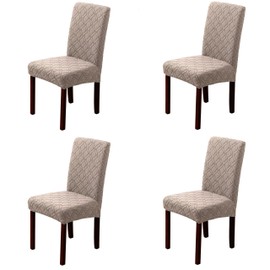 KACOMACO 4Pcs Waterproof Chair Covers Set of 4 Stretch Washable Armless Chair Slipcovers for Dining Living Room,Hotel, Banquet (Khaki)