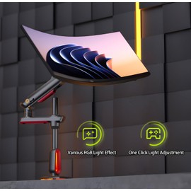 NB ERGONOMIC RGB Gaming Monitor-Arm for Flat/Ultrawide/Curved Monitors 32 to 60 inch, Heavy Duty Stand Load up to 20 kg, VESA 75/100 mm Monitor-Mount L70